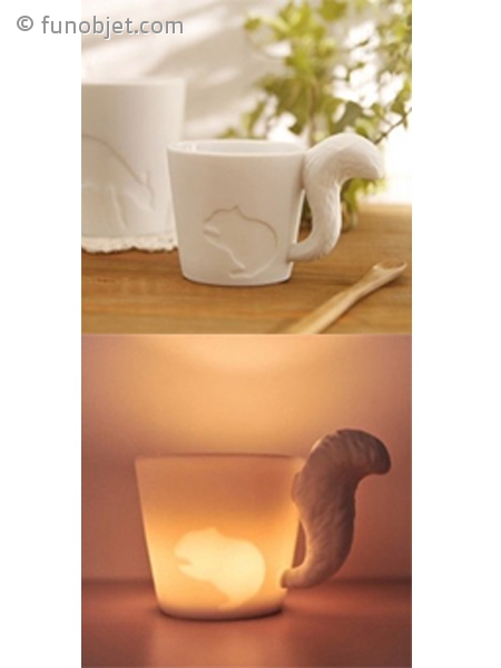 Tasse en porcelaine à anse queue d'écureuil avec funobjet.com Horloge murale avec des tasses
